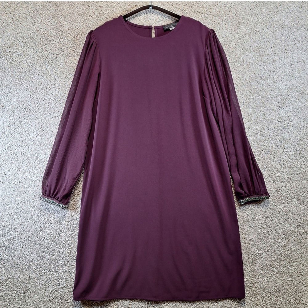 Simply Styled Dress Women 12 Purple Beaded Cuff Long Sleeve Classy Casual
